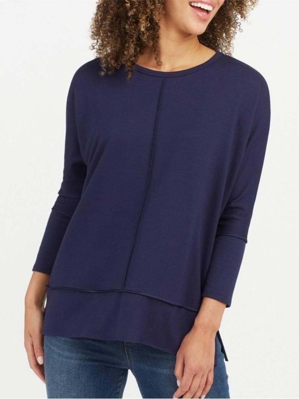 SPANX Perfect Length Dolman Sweatshirt M Empire Blue